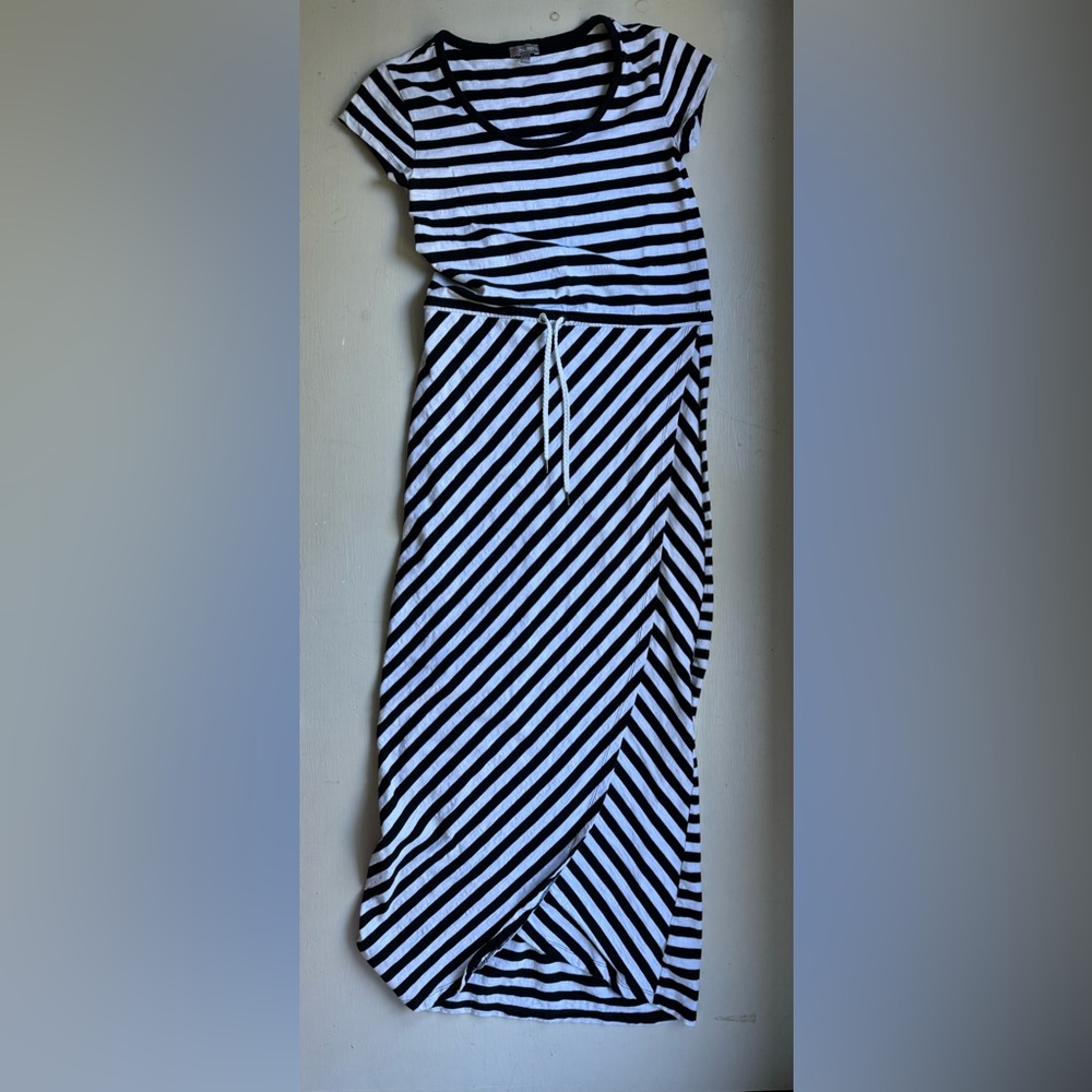 Talbots Black and White Striped Dress